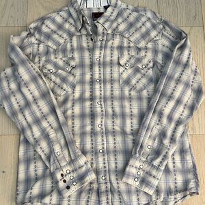 Roper Beige and Gray Plaid Casual Shirt